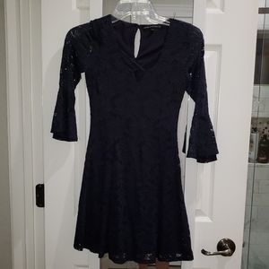Three Pink Hearts Navy Blue Dress Size S